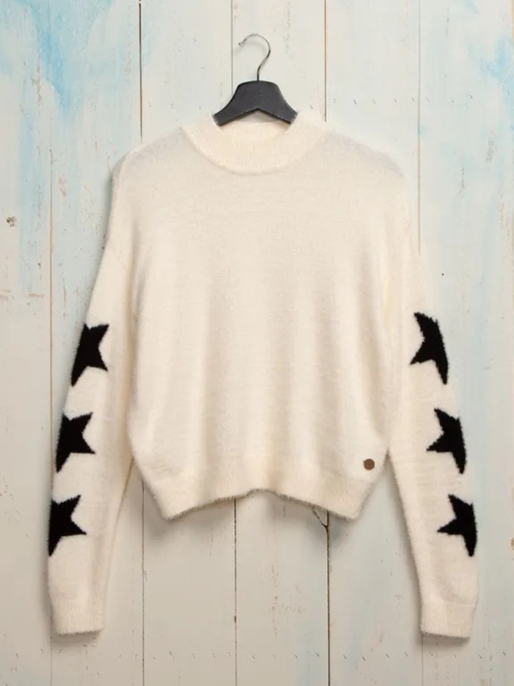 🔥 LF Alice Moon Cream Star Sleeve Slouchy Knit Sweater